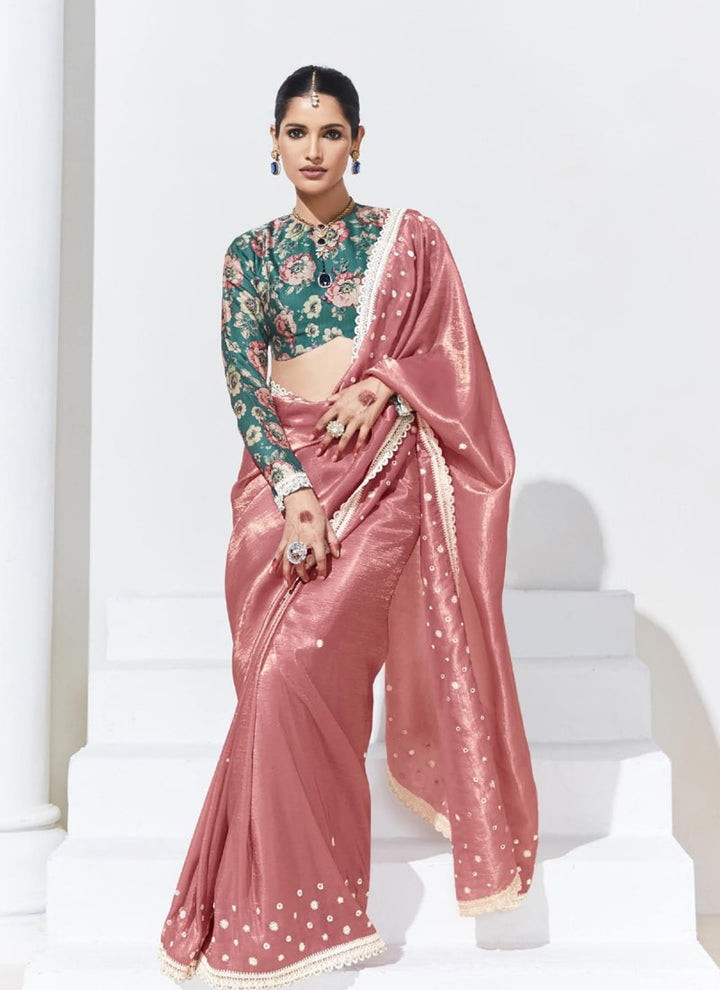 Lassya Fahion Light Mauve Trendy Festive Wear Saree with Sequins and Embroidery