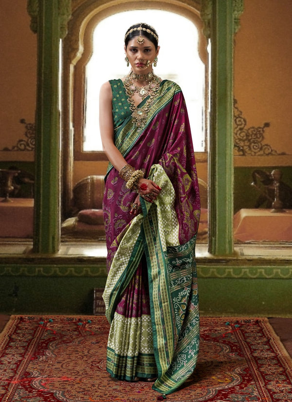 Lassya Fahion Dark Purple Classic Silk Saree with Aqua Finish