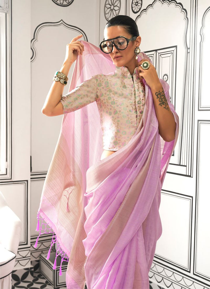 Lassya Fashion Lavender Exquisite Party Wear Saree with Jacquard Blouse