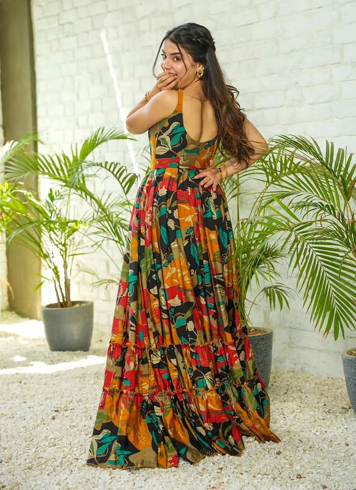 Lassya Fashion  Multi Color Casual Wear Rayon Gown with Digital Prints