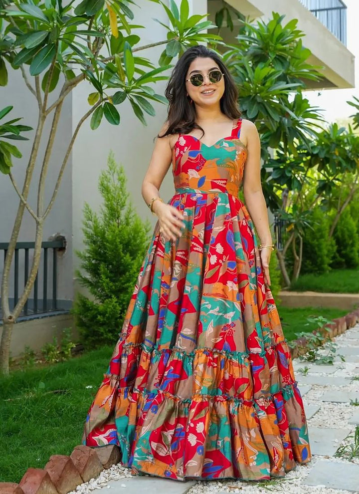 Lassya Fashion  Multi Color Casual Rayon Gown with Digital Prints