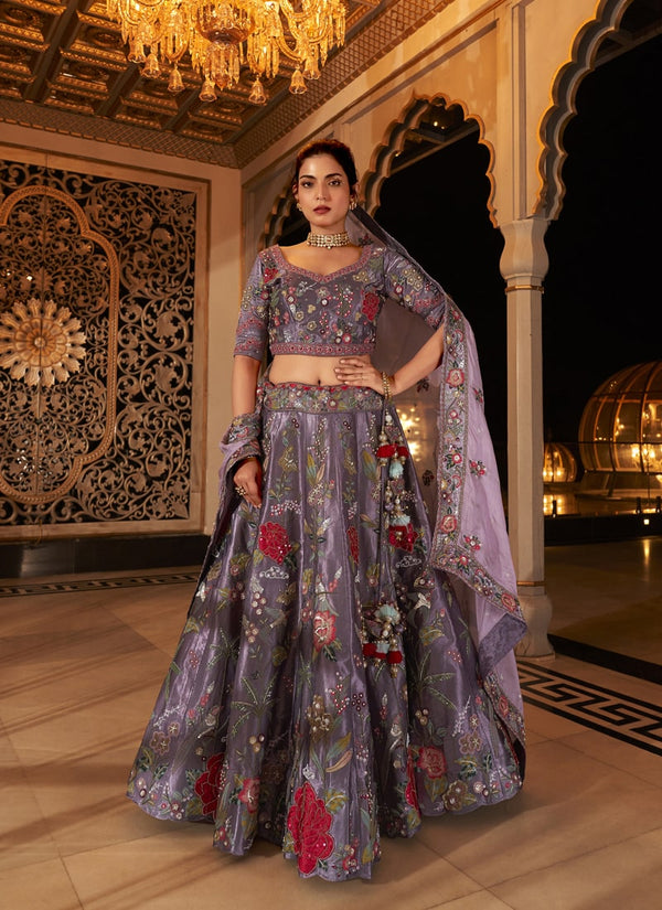 Lassya Fashion Lavender Exquisite Bridal Lehenga with Heavy Handwork