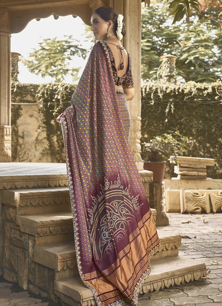 Lassya Fashion Wine Designer Festive Wear Saree with Handwork