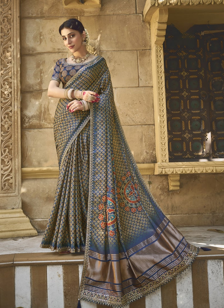 Lassya Fashion Navy Blue Designer Festive Saree with Gota Handwork