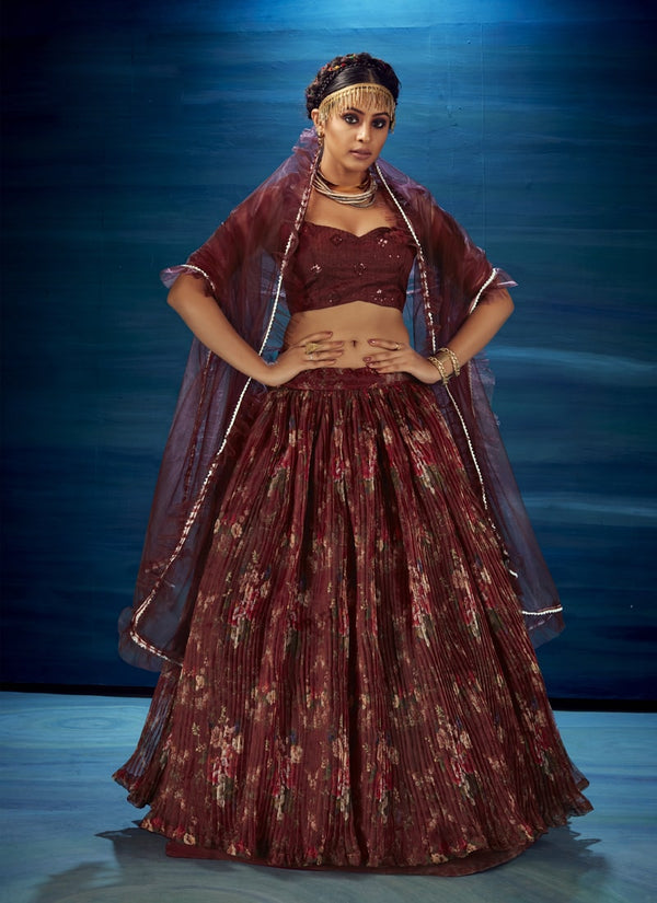 Lassya Fashion Dark Brown Designer Lehenga with Digital Print