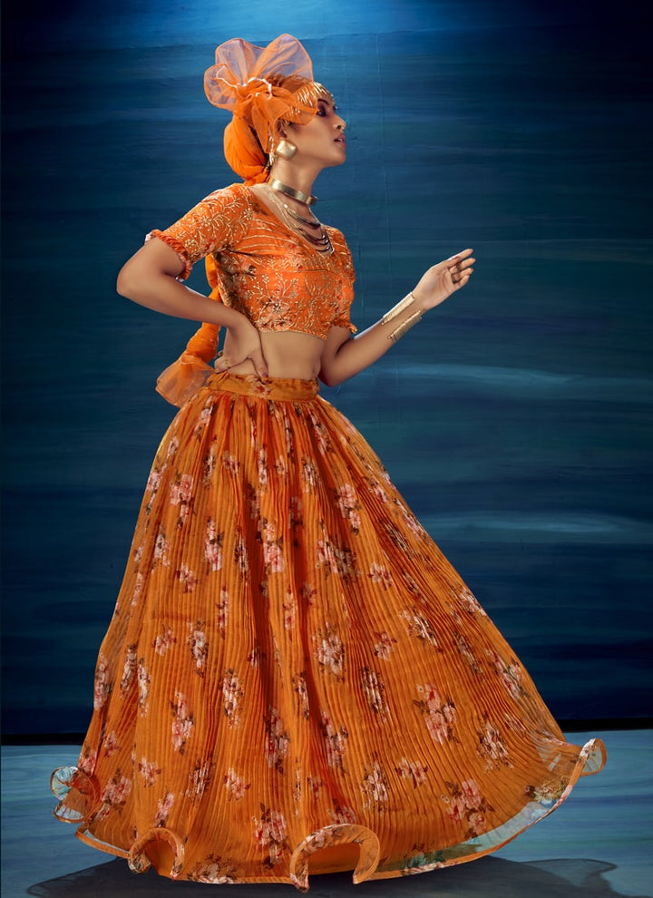 Lassya Fashion Royal Orange Designer Lehenga with Digital Print