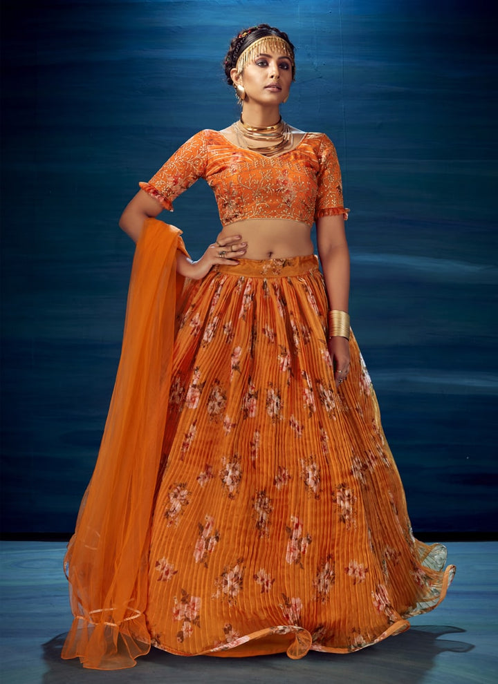 Lassya Fashion Royal Orange Designer Lehenga with Digital Print