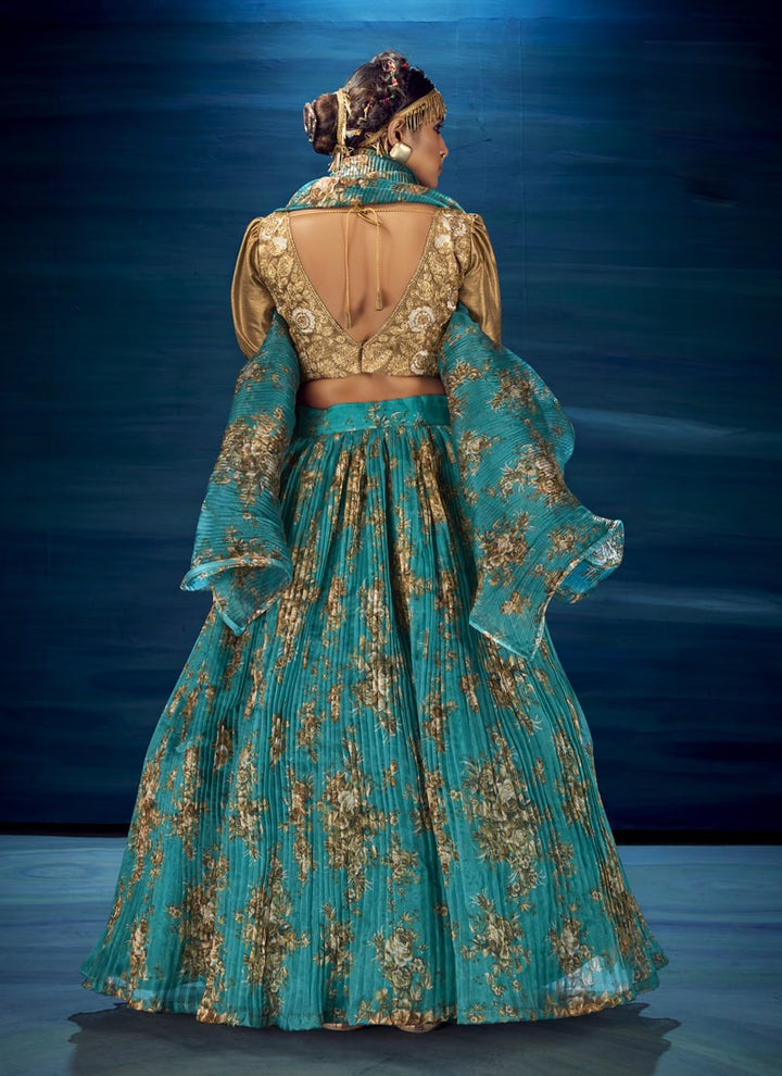 Lassya Fashion Teal Blue Designer Lehenga with Digital Print