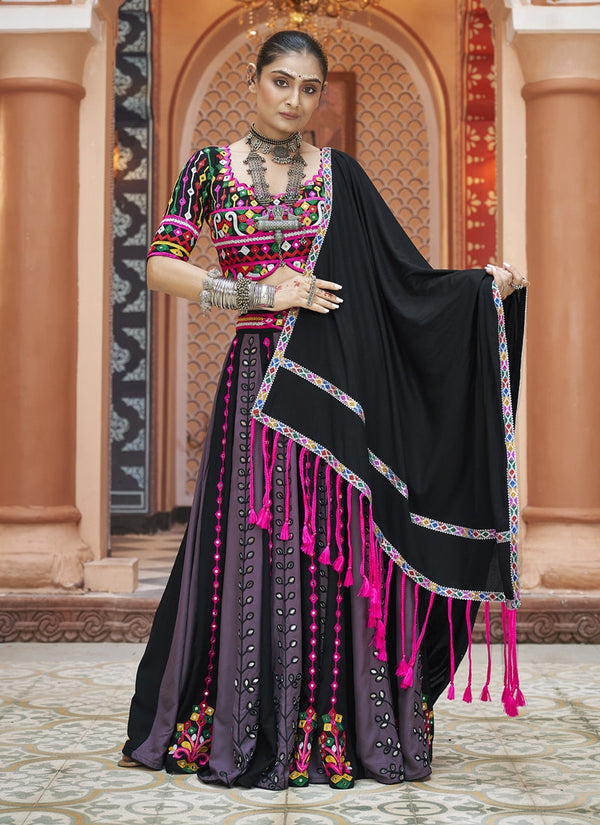 Lassya Fashion Multi Color Embroidered Chaniya Choli with Mirror Work