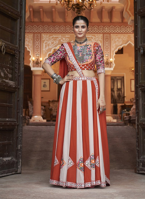 Lassya Fashion Multi Color Chaniya Choli with Embroidery and Mirror Work