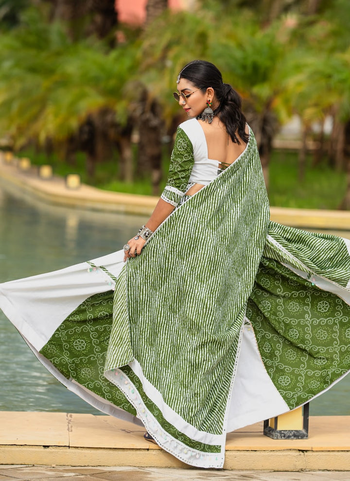 Lassya Fashion White-Green Navratri Special Chaniya Choli