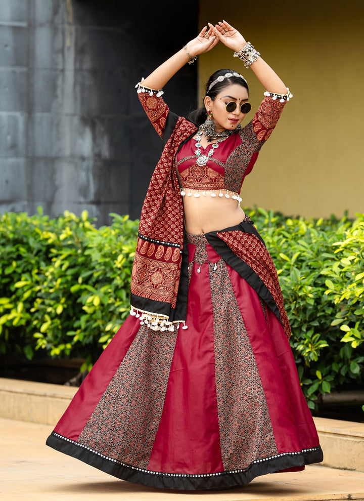 Lassya Fashion Cherry Red Navratri Special Chaniya Choli