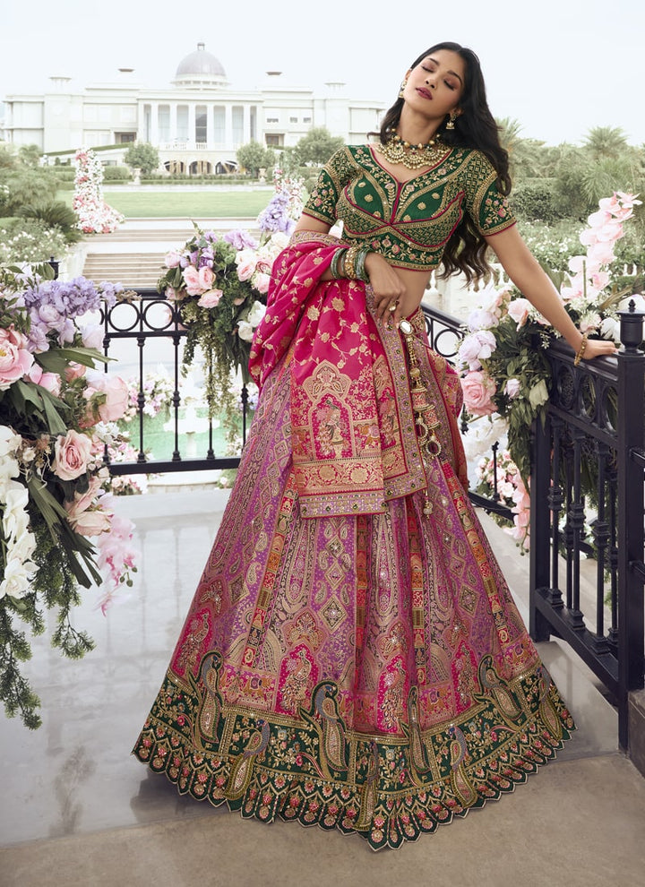 Lassya Fashion Lavender-Green Wedding Lehenga with Sequins and Embroidery