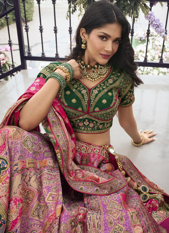 Lassya Fashion Lavender-Green Wedding Lehenga with Sequins and Embroidery