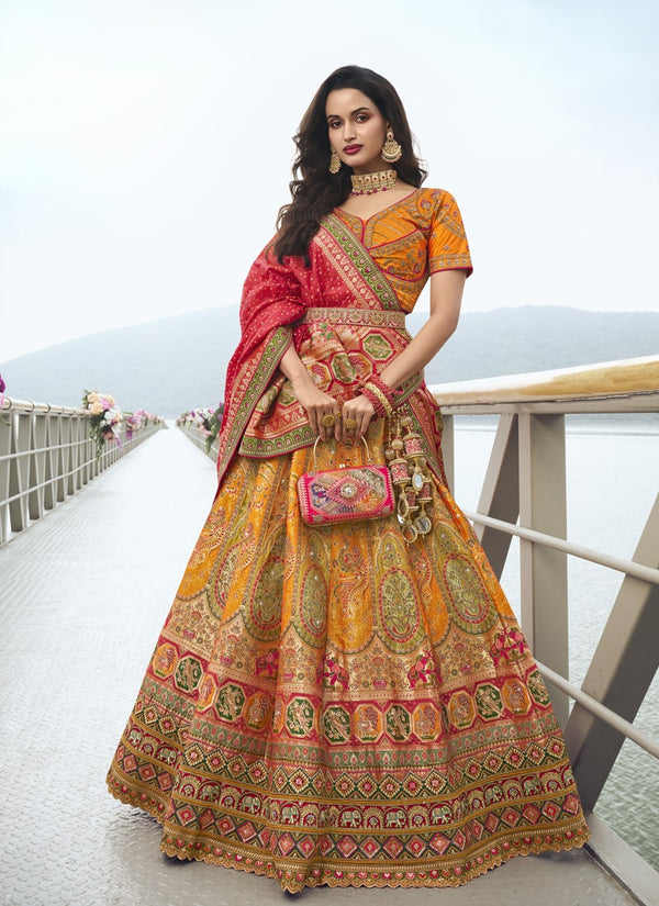 Lassya Fashion Haldi Yellow Wedding Lehenga with Sequins and Embroidery