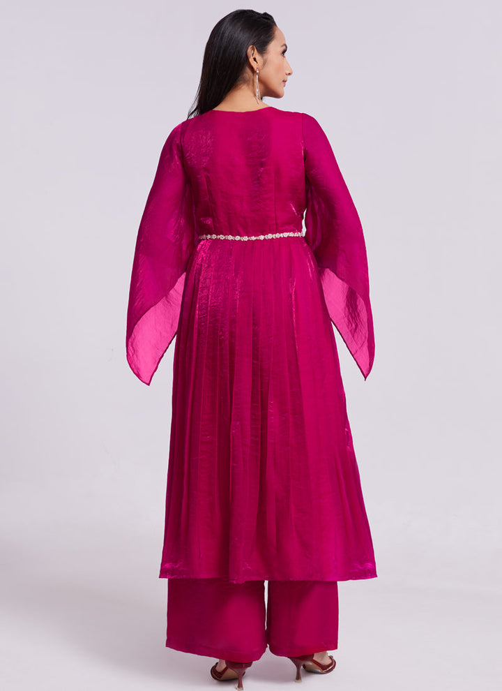 Lassya Fashion Magenta Pink Alia Cut Salwar Suit with Handwork