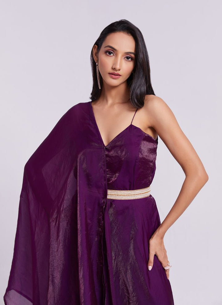 Lassya Fashion Purple Solid Party Wear Gown