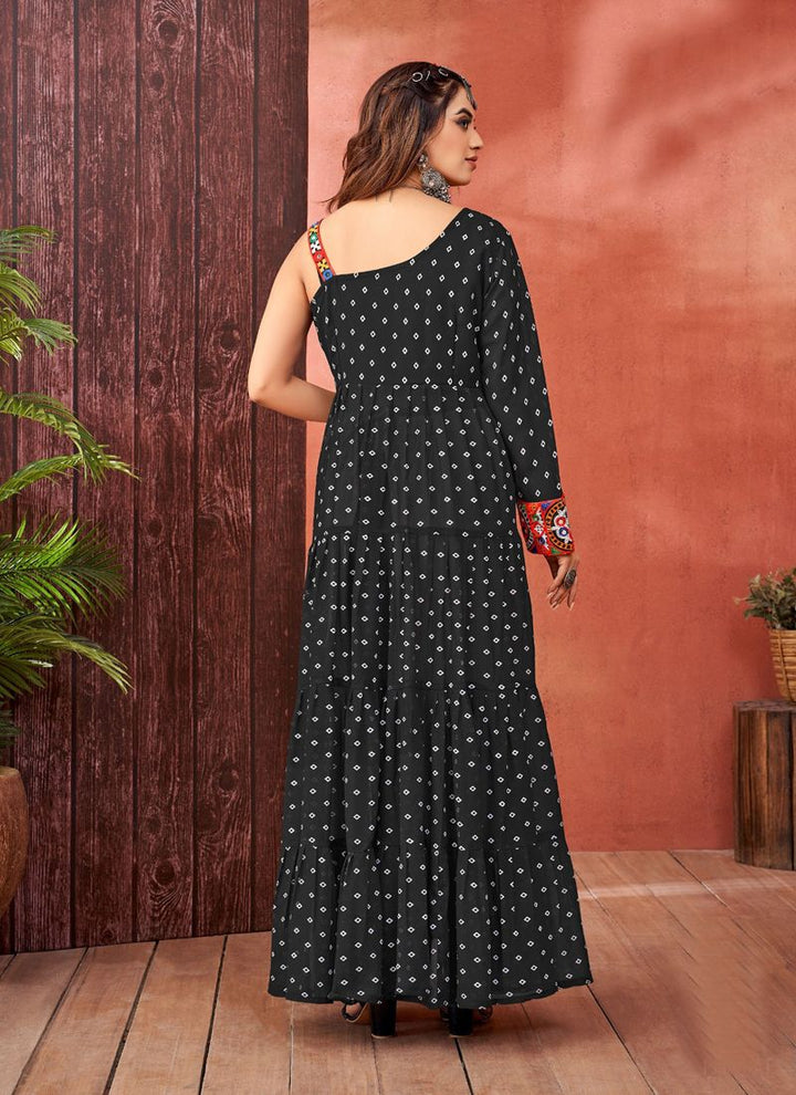 Lassya Fashion Midnight Black Festive Wear Gown in Faux Blooming Georgette