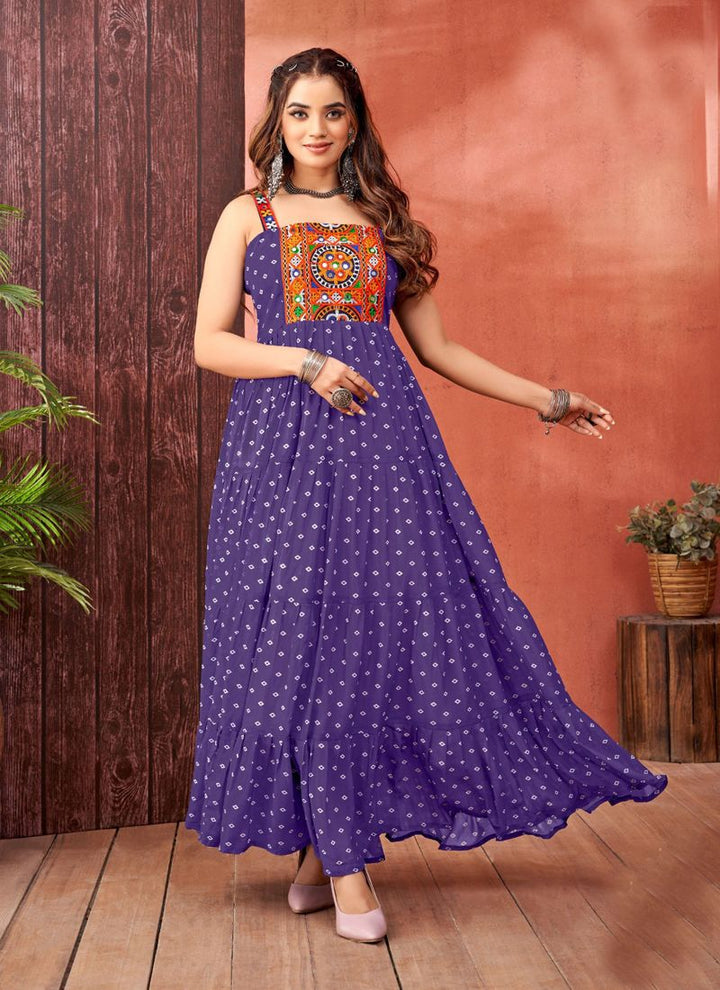 Lassya Fashion Violet Festive Wear Gown in Faux Blooming Georgette