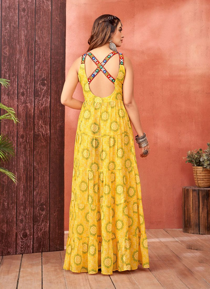 Lassya Fashion Canary Yellow Festive Wear Gown in Faux Blooming Georgette