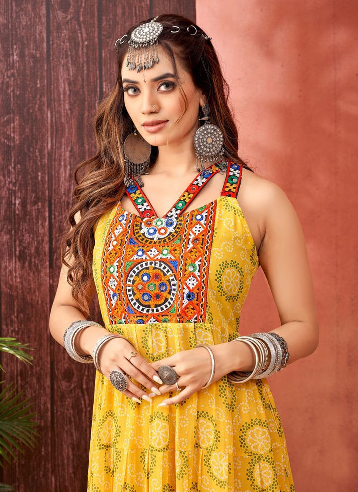 Lassya Fashion Canary Yellow Festive Wear Gown in Faux Blooming Georgette