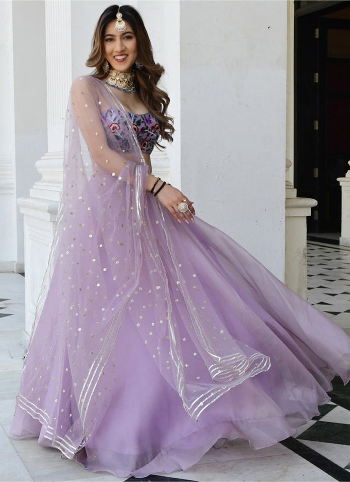 Lassya Fashion Lavender Engagement Lehenga with Gota Patti-Sequins Embroidery