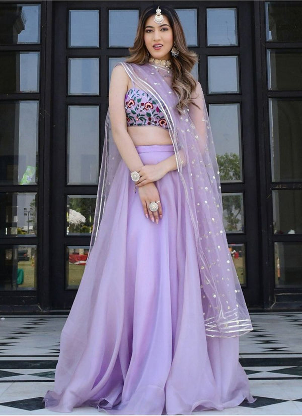 Lassya Fashion Lavender Engagement Lehenga with Gota Patti-Sequins Embroidery