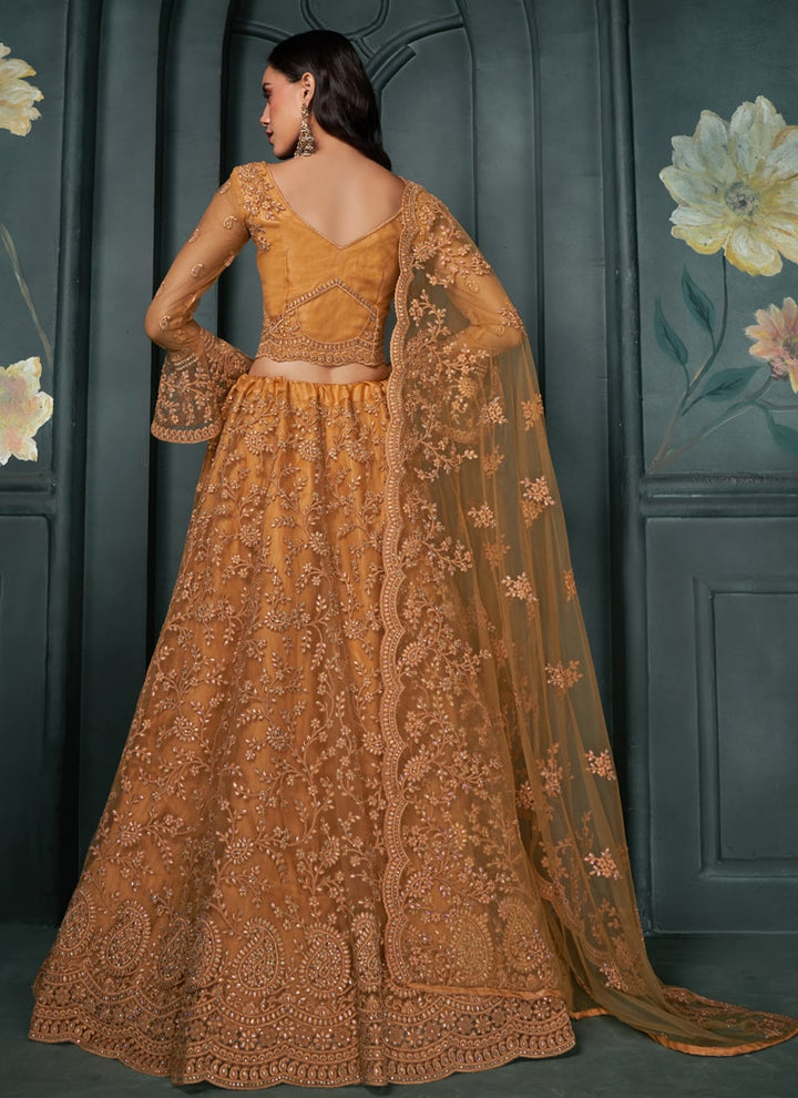 Lassya Fashion Mustard Wedding Lehenga with Embroidery and Stone Embellishments