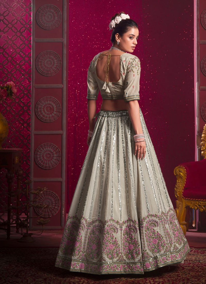 Lassya Fashion Off White Sequined Embroidery Wedding Lehenga