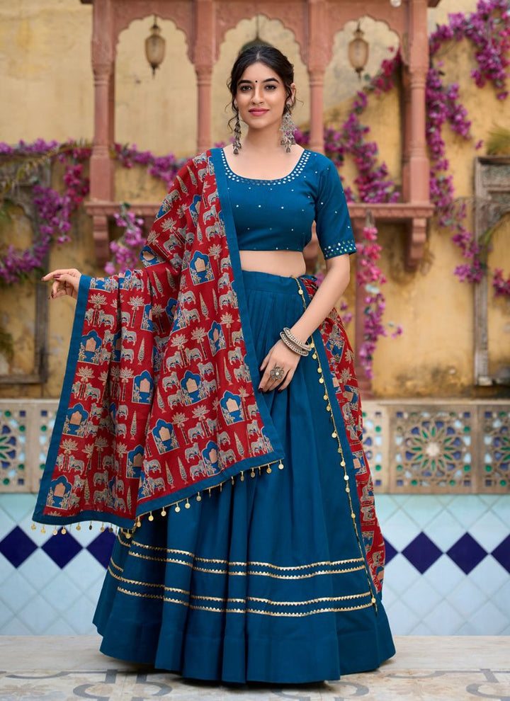 Lassya Fashion Navy Blue Festive Wear Lehenga with Gota Patti and Coin Lace