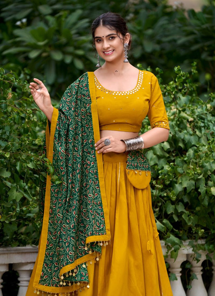 Lassya Fashion Yellow Festive Wear Lehenga with Gota Patti and Coin Lace