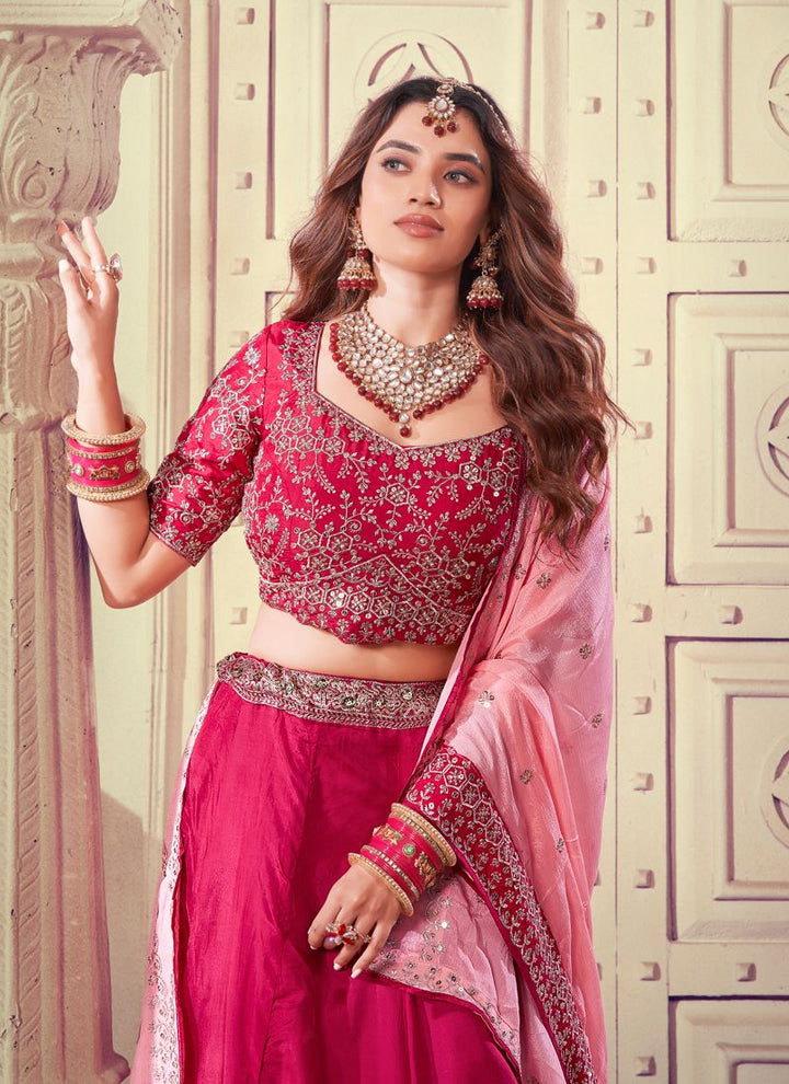 Lassya Fashion Ruby Pink Wedding Lehenga with Premium Sequins