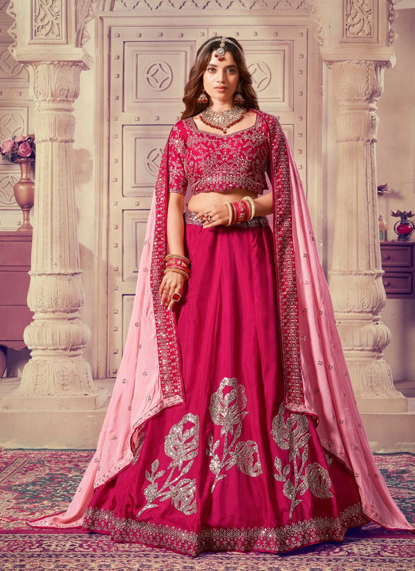 Lassya Fashion Ruby Pink Wedding Lehenga with Premium Sequins