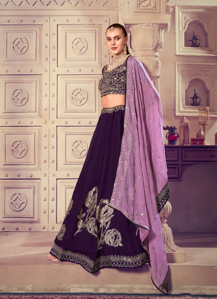 Lassya Fashion Purple WIne Wedding Lehenga with Premium Sequins