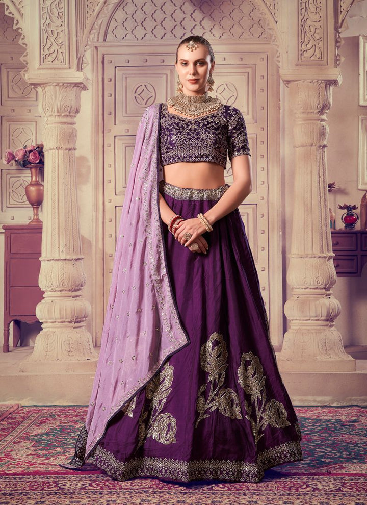 Lassya Fashion Purple WIne Wedding Lehenga with Premium Sequins