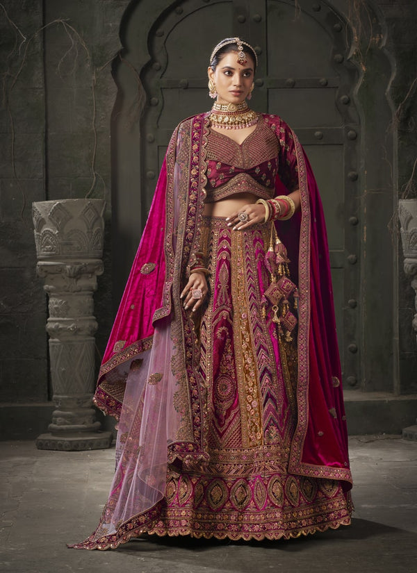 Lassya Fashion Rani-Musterd Bridal Lehenga with Zarkan and Codding