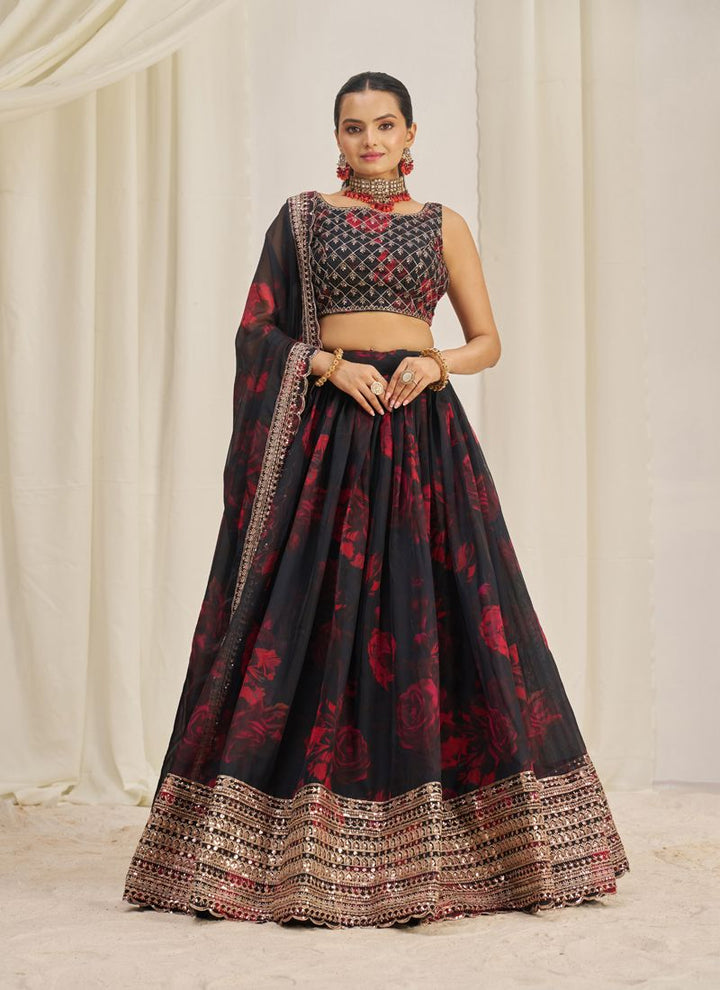 Lassya fashion Black Wedding Lehenga with Zari-Sequins Work