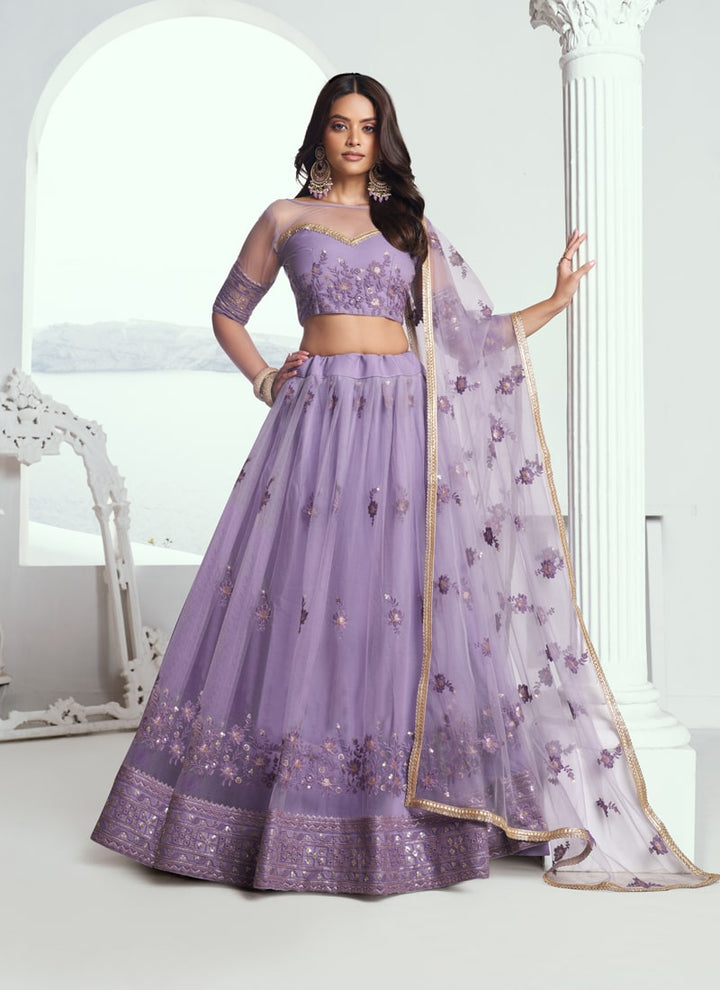 Lassya fashion Lavender Designer Engagement Lehenga with Zari Work