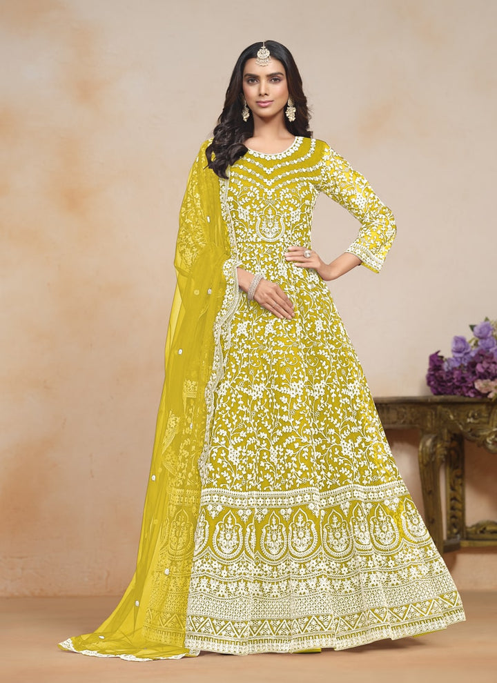 Lassya fashion Elegant Anarkali Dress with Net Top-Dupatta