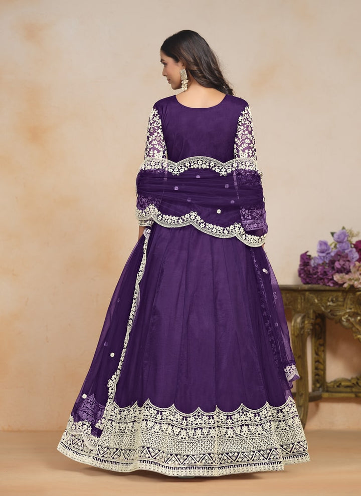 Lassya fashion BlueBerry Purple Hot Pink Color Wedding Special Banarasi Silk Lehenga Choli