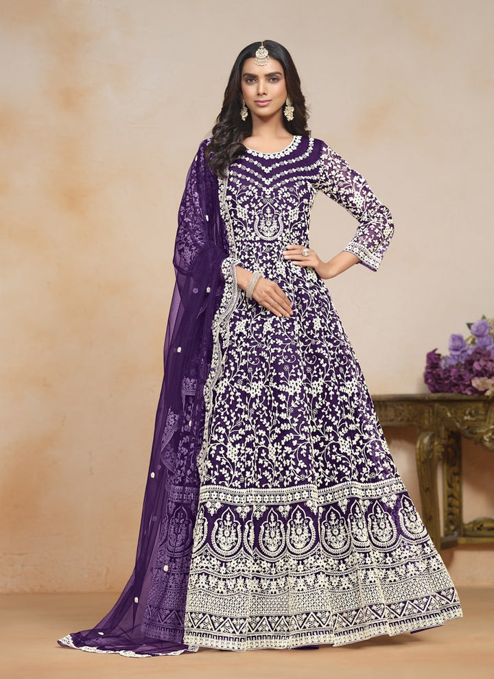 Lassya fashion BlueBerry Purple Hot Pink Color Wedding Special Banarasi Silk Lehenga Choli