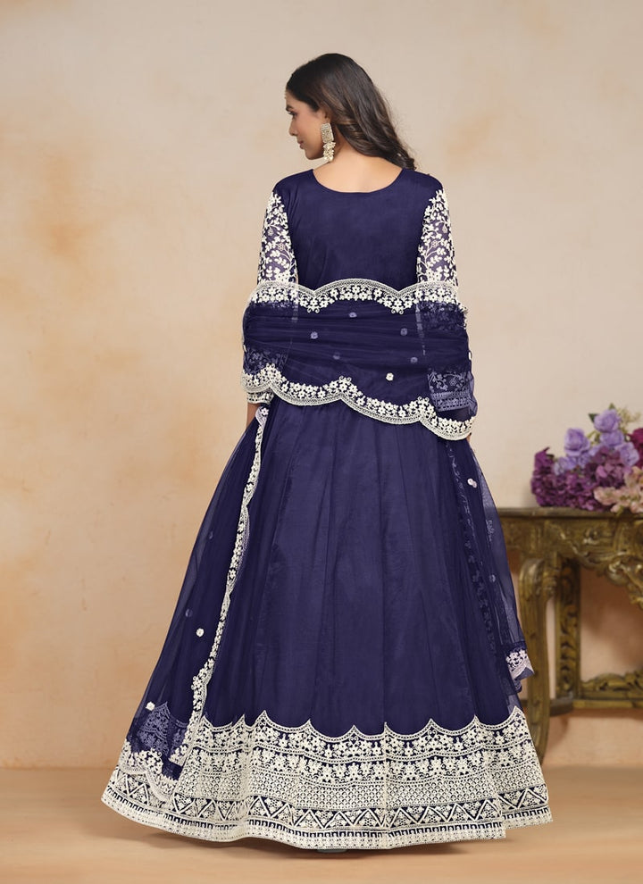 Lassya fashion Navy Blue Hot Pink Color Wedding Special Banarasi Silk Lehenga Choli