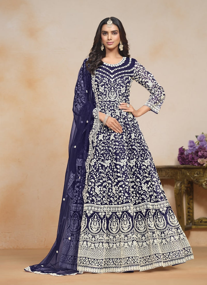 Lassya fashion Navy Blue Hot Pink Color Wedding Special Banarasi Silk Lehenga Choli