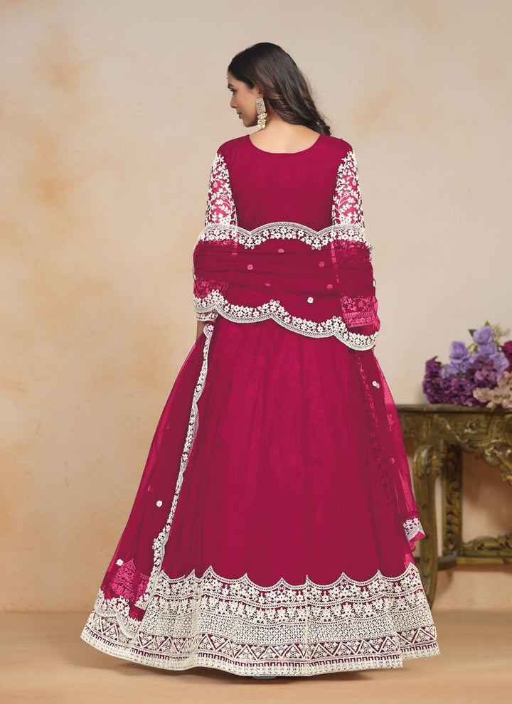 Lassya fashion Ruby Pink Hot Pink Color Wedding Special Banarasi Silk Lehenga Choli