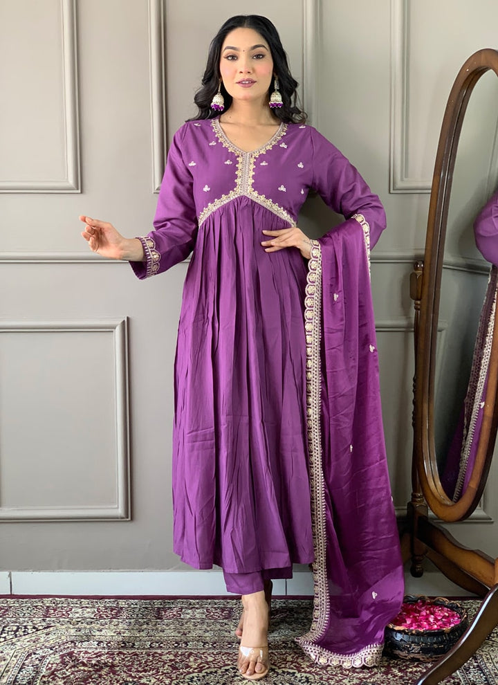 Lassya fashion Purple Alia Cut Kurta Set