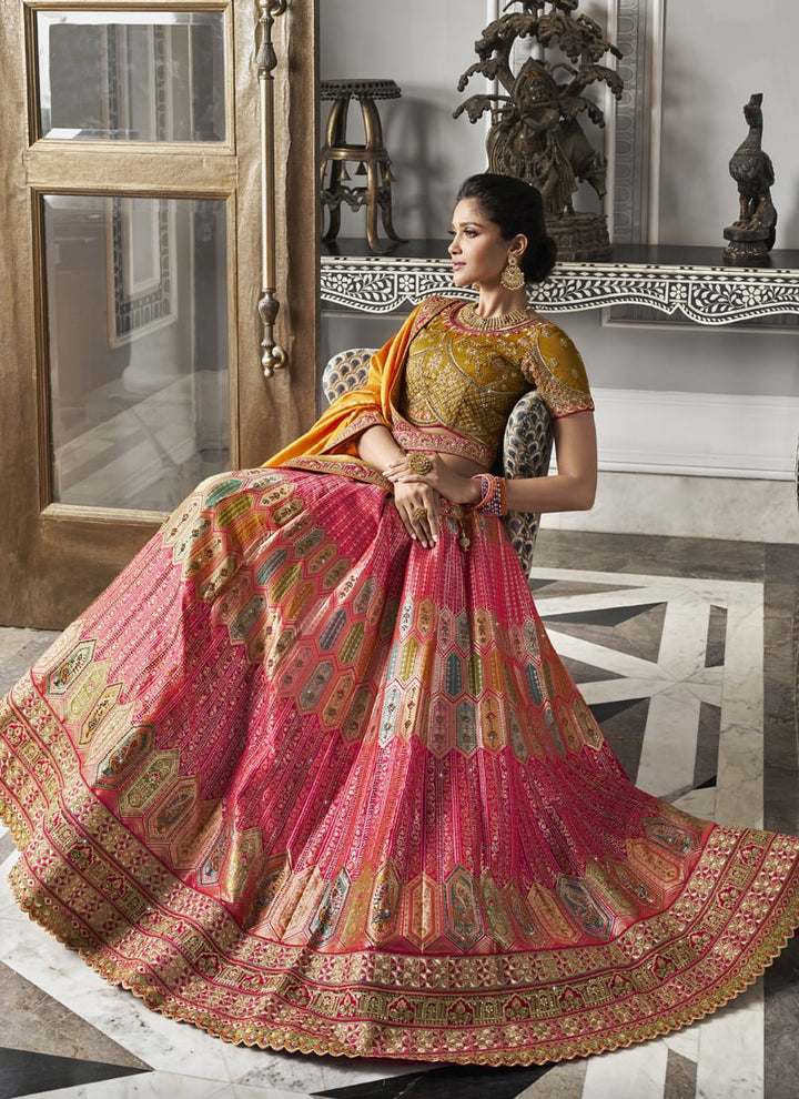 Lassya fashion Hot Pink Color Wedding Special Banarasi Silk Lehenga Choli