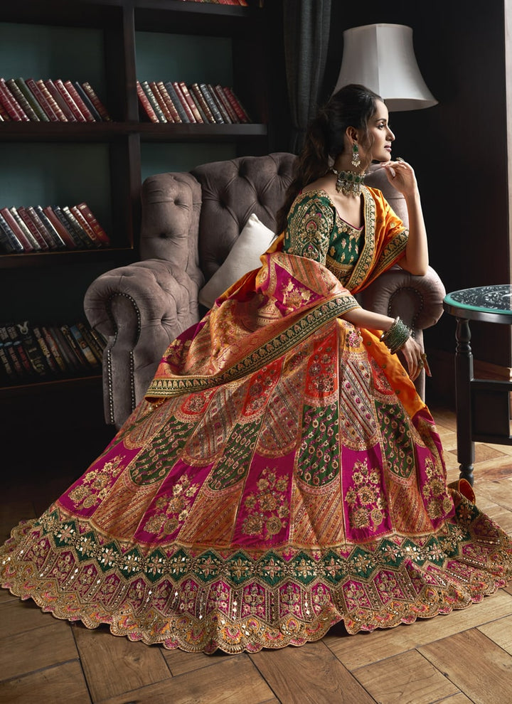 Lassya fashion Hot Pink Color Wedding Special Banarasi Silk Lehenga Choli