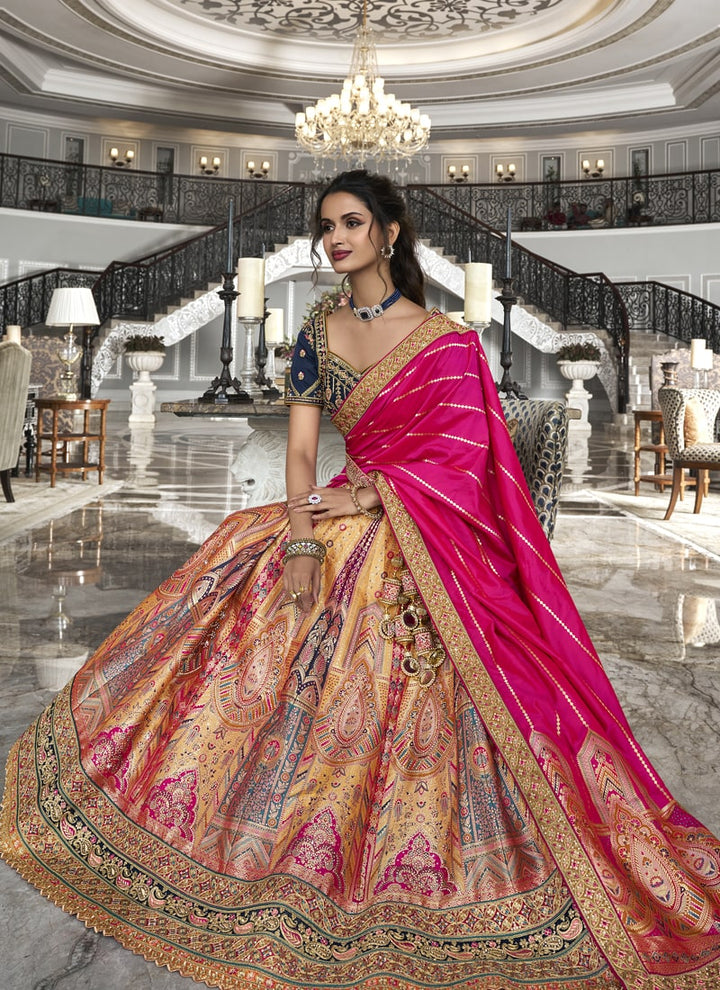 Lassya fashion Hot Pink Color Wedding Special Banarasi Silk Lehenga Choli