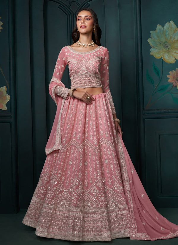 Lassya fashion Pink Designer Lehenga with Thread Embroidery