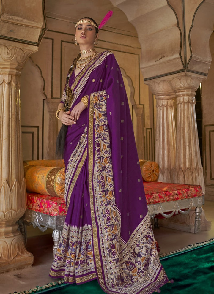 Lassya Fashion BlueBerry Purple Party Wear Saree with Stud Work